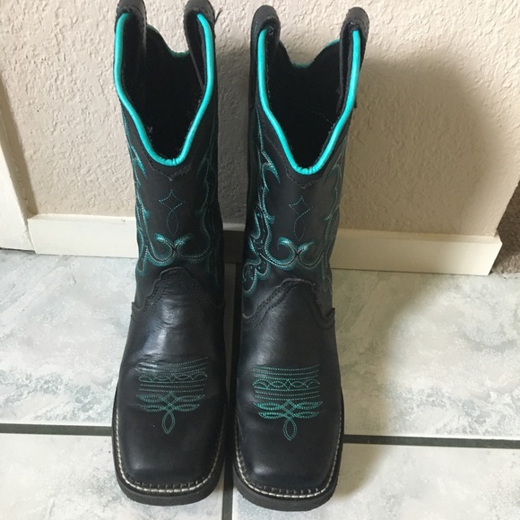 black and teal cowgirl boots